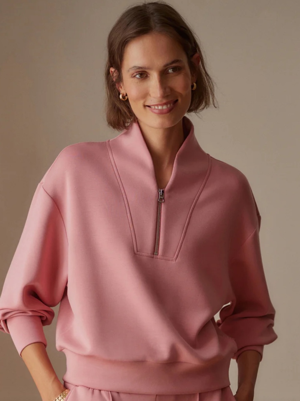 Varley Davidson Sweat DoubleSoft Fabric Size X-Large Womens in Brandy Rose Color